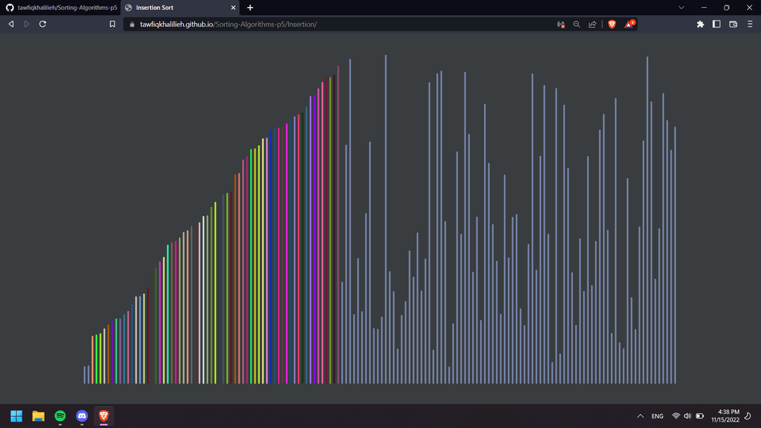 Sorting algorithm visualizer built with p5.js